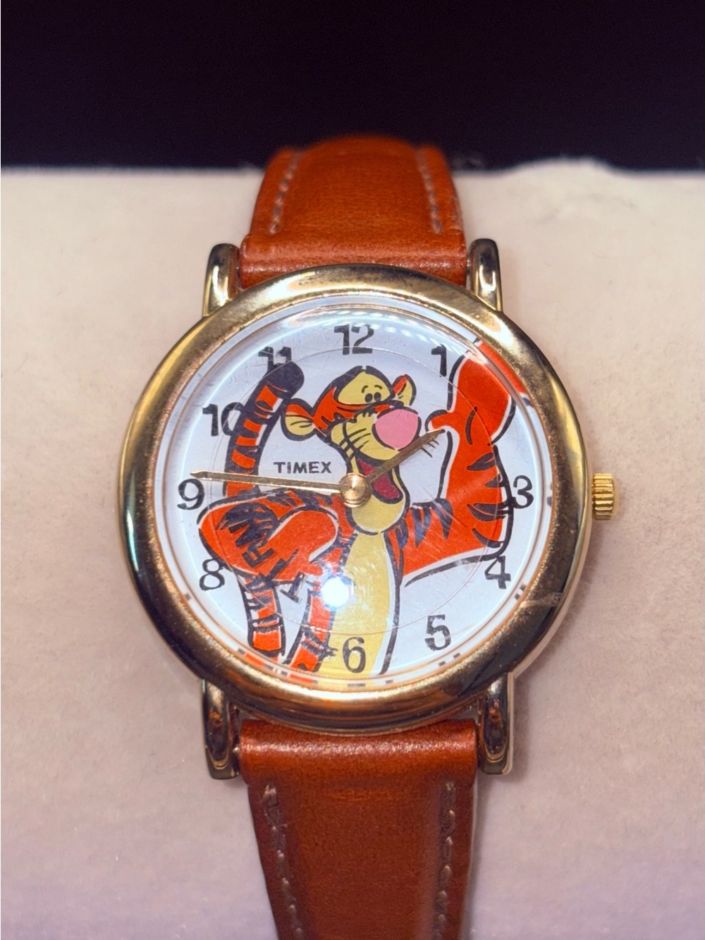 Vintage Timex Disney Tigger Watch Winnie The Pooh Leather Band Needs Battery